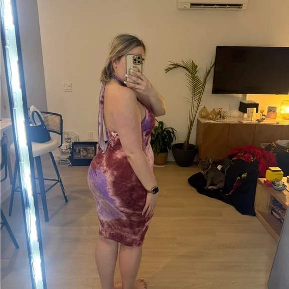Fashion Nova Purple and Red Tie-Dye Midi Dress - Picture 3 of 4